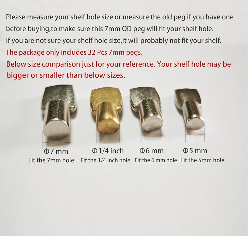 Delatanus 7mm Shelf Pegs,Spoon Shape Support Pins for Shelves Cabinets Furniture Holder Nickel Plated - Image 3